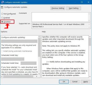 Disable Automatic Updates gpedit