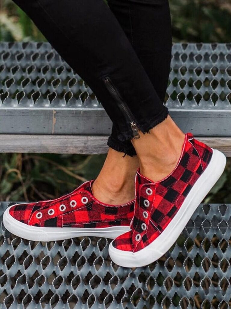 Women Gingham Canvans Shoes