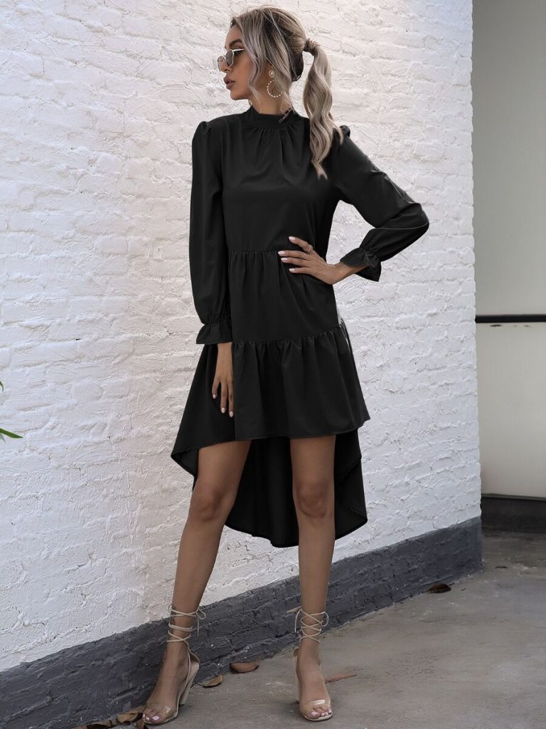 Irregular Hi-low Hem Ruched Dress