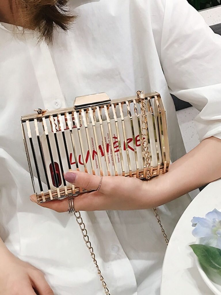 Cutout Metal Square Chain Bag