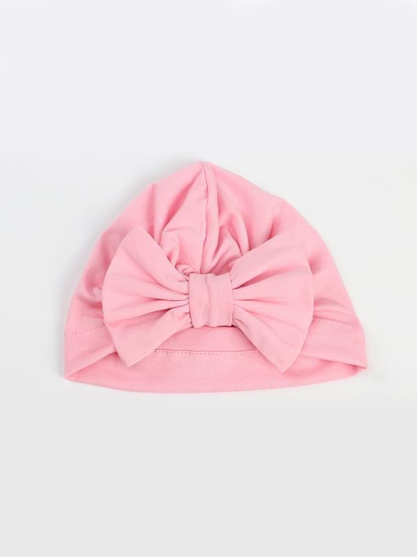 kiskissing wholesale bow knot pattern cotton cap solid color elastic head wear for baby girls boys