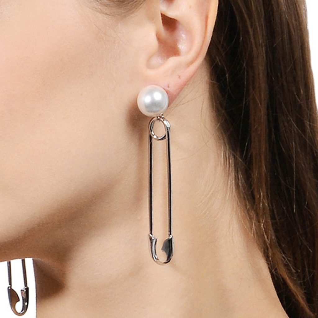 Simple Pearl Paper Clip Alloy Earrings