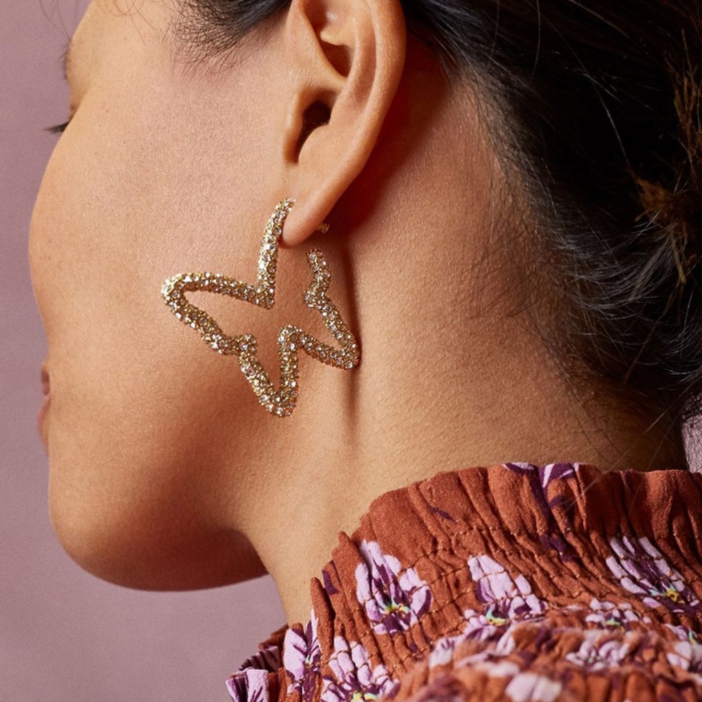 Simple Butterfly Cutout Diamond Earrings