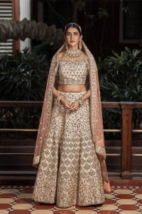 cream bridal lehenga, latest designer bridal lehenga choli, bridal lehenga, wedding attire for bride, shreeman, designer wedding lehenga choli