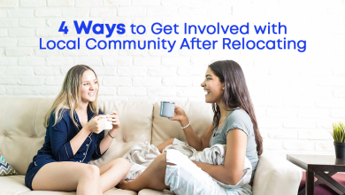 image with text as tips to get involved with local community after relocation