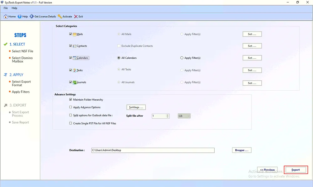 convert NSF to PST manually step-5