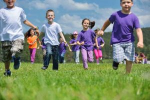 kids running in a park